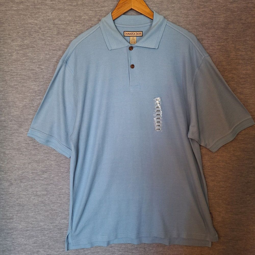 Jamaica Jaxx Mens Adult Polo Shirt L Blue Golf Short Sleeve Bermuda Casual NWT
